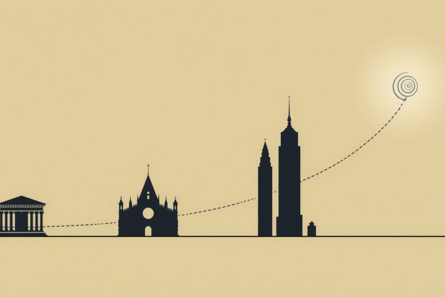 lucid-origin_A_visual_timeline_consisting_of_four_icons_or_silhouettes_in_sequence_a_Greek_co-0